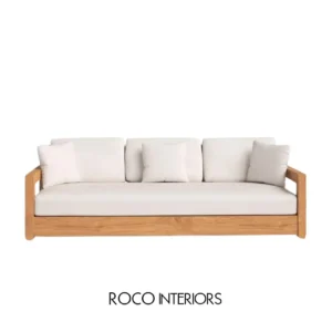 outdoor wooden sofa front view